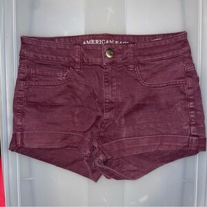 American Eagle Hi-Rise Shorts Maroon